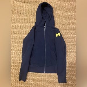 Lululemon Scuba hooded zip up. University of Michigan. Blue with yellow M